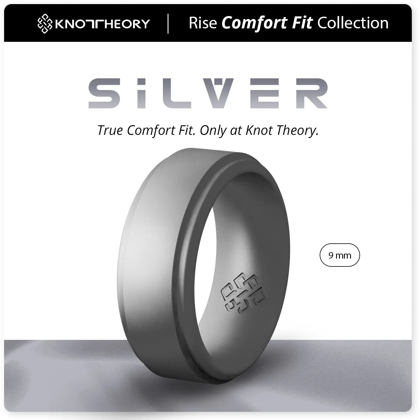 Silver Step Edge Breathable Silicone Ring for Men