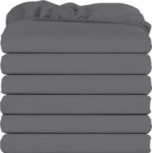 Utopia Bedding Fitted Sheets - Pack of 6 - Soft Brushed Microfiber - Deep Pockets, Wrinkle, Shrinkage & Fade Resistant - Easy Care (King, Grey)