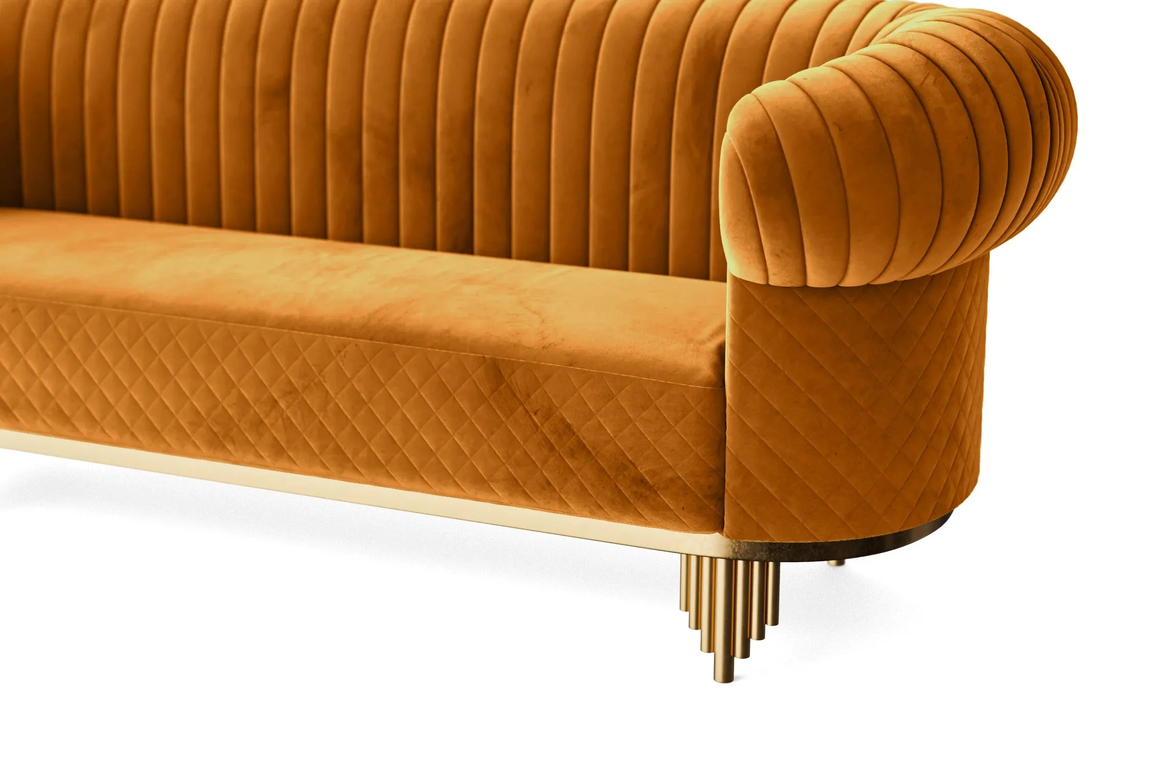 Viterbo 4 Seater Sofa Gold Velvet