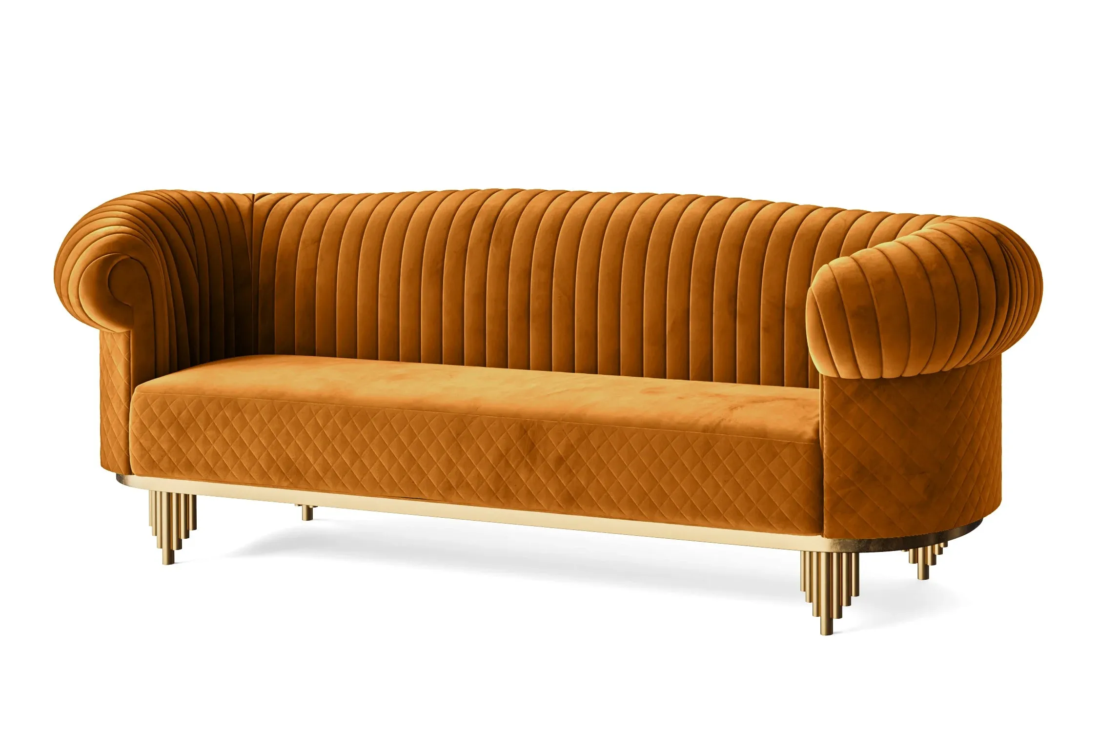 Viterbo 4 Seater Sofa Gold Velvet