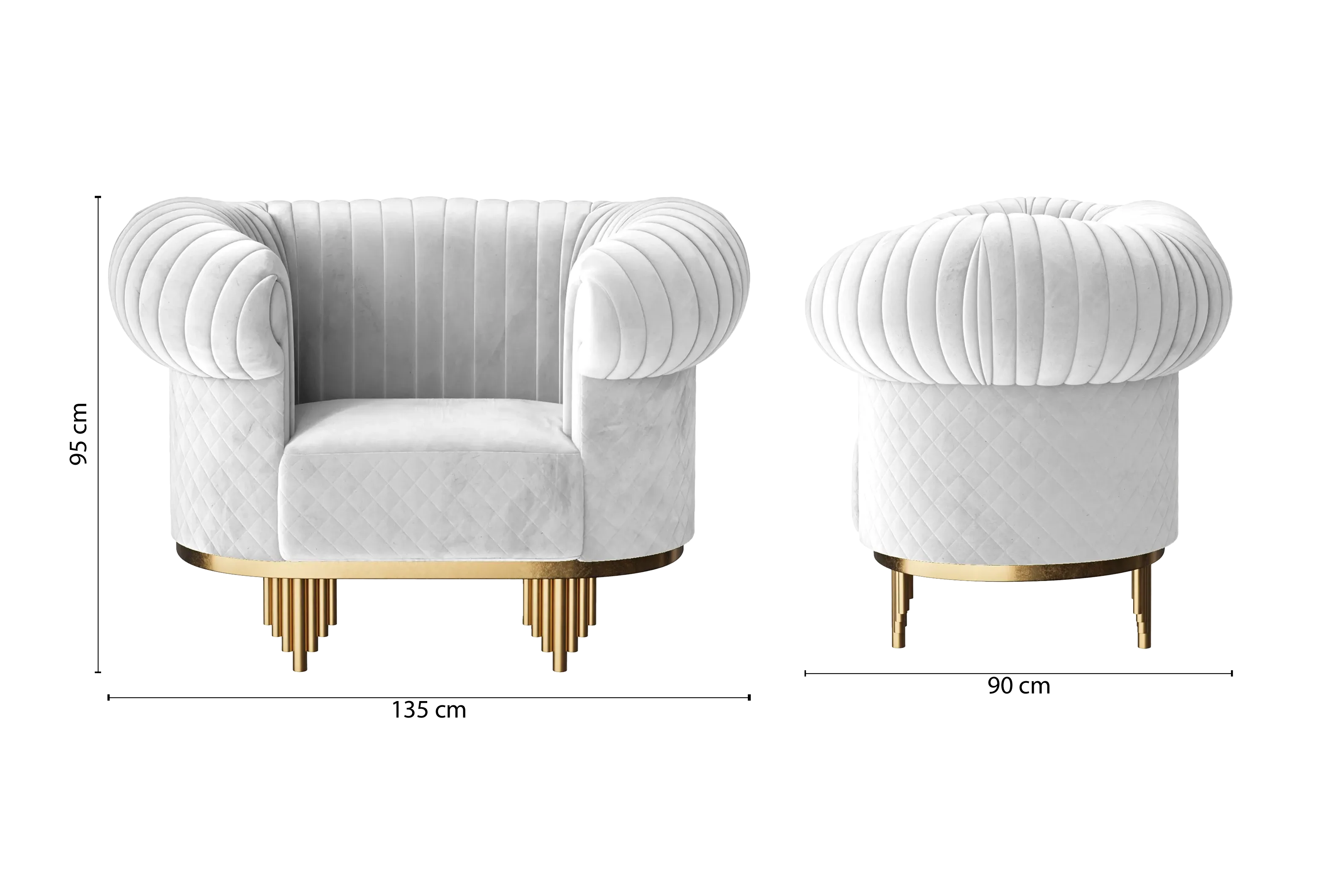 Viterbo Armchair White Velvet