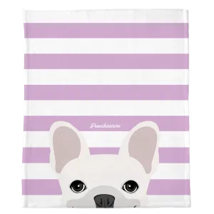 White French Bulldog on Lavender Stripes | Frenchie Blanket