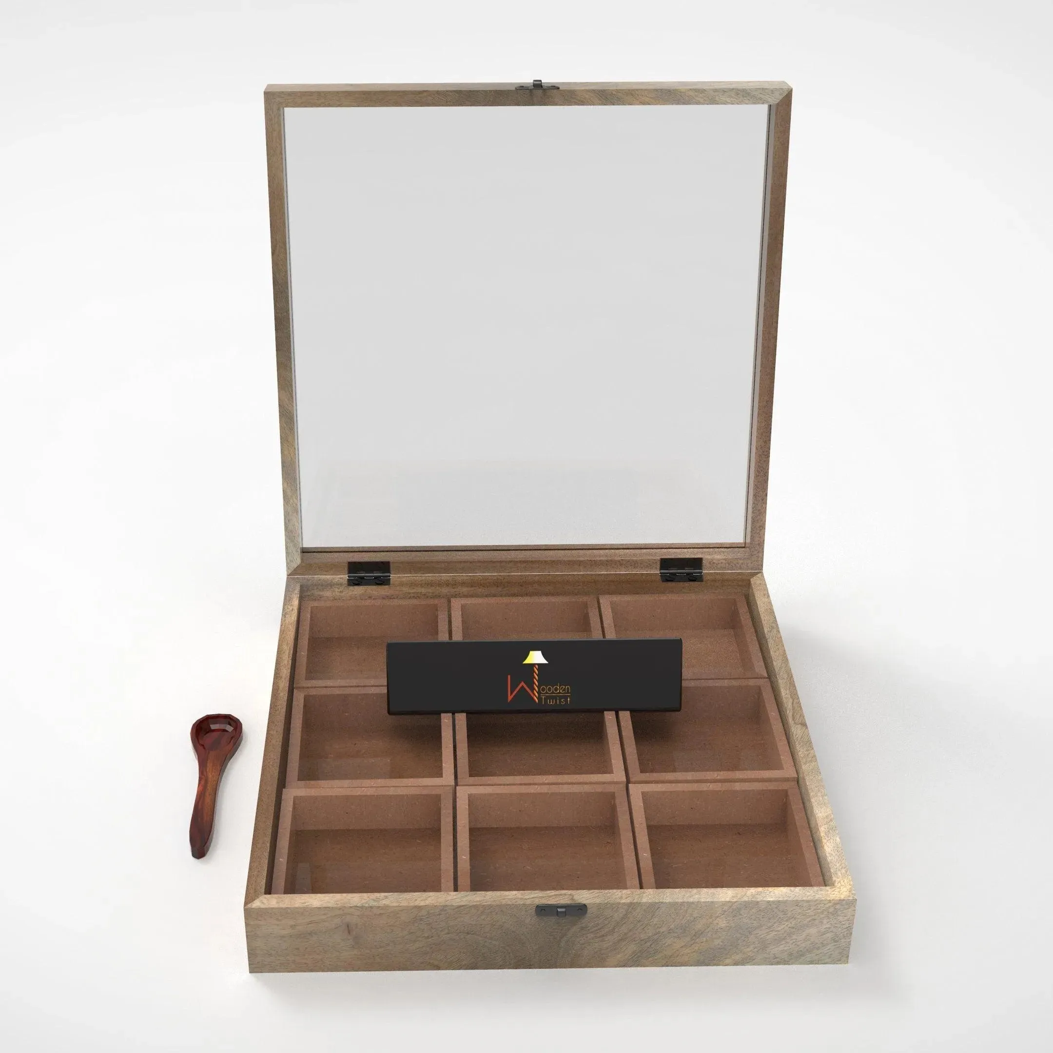Wooden Spice Box Container - Spice Masala Box Holder