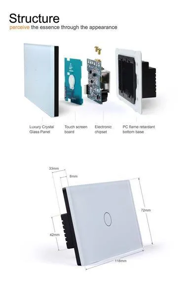 XT1111WHZW - Glass Panel Touch Light Switch