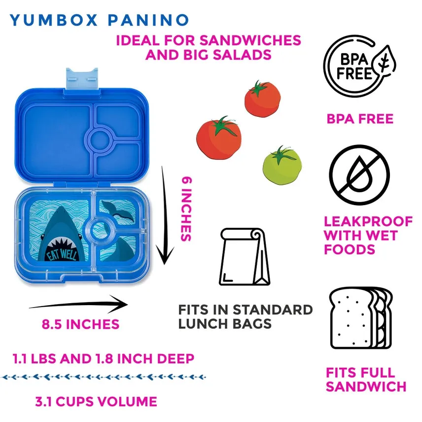 YUMBOX Leakproof Sandwich Friendly Bento Box - Surf Blue Shark Tray