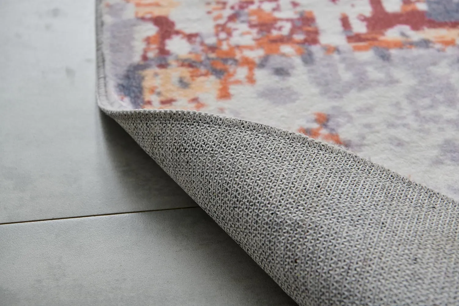 Zara Abstract Design Machine Washable Gray, Brown and Orange Area Rug