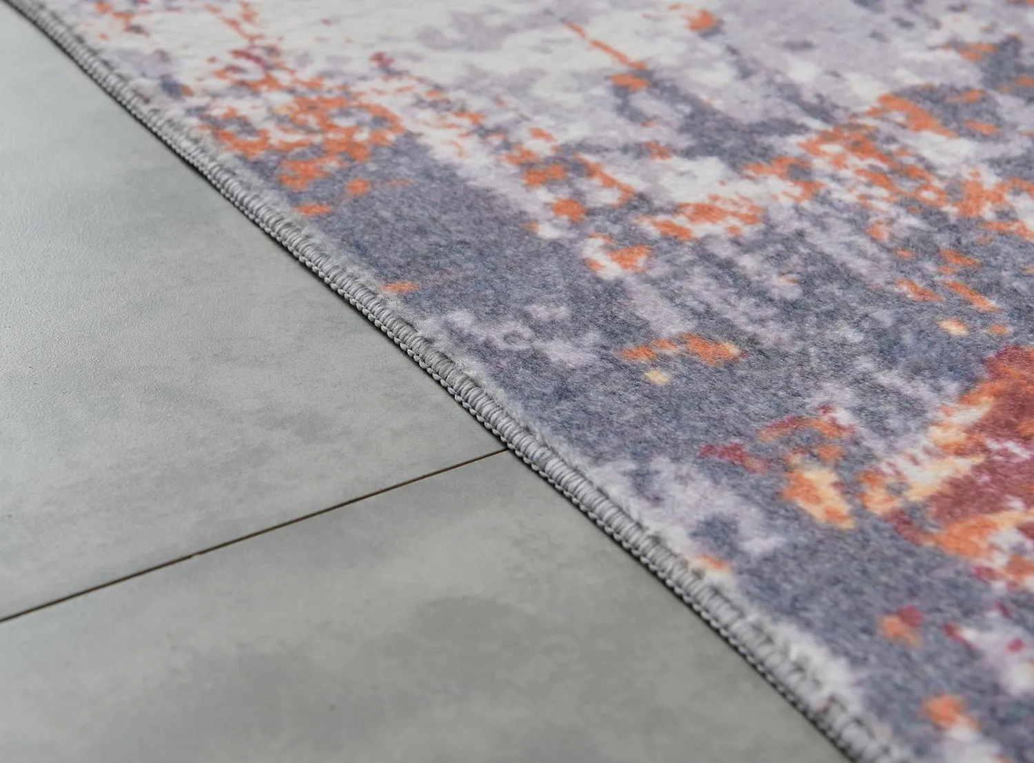 Zara Abstract Design Machine Washable Gray, Brown and Orange Area Rug