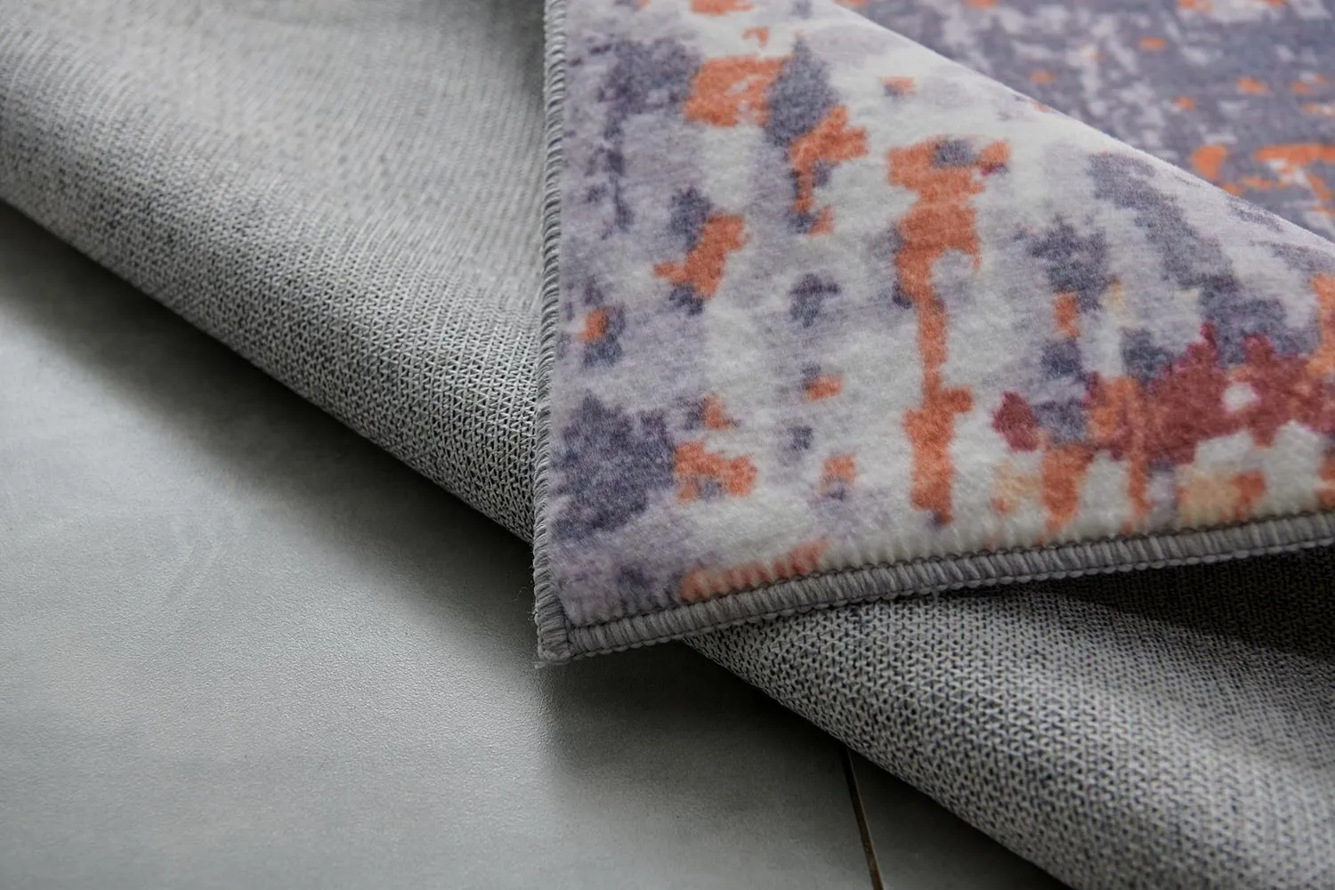Zara Abstract Design Machine Washable Gray, Brown and Orange Area Rug