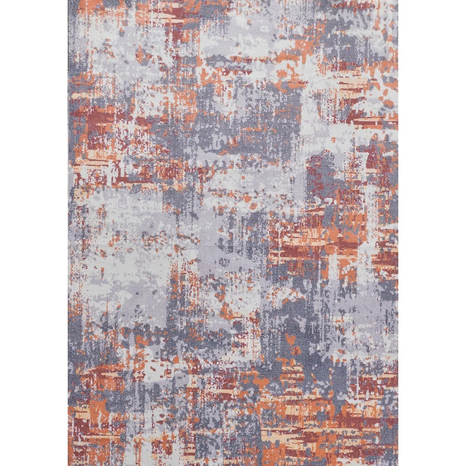 Zara Abstract Design Machine Washable Gray, Brown and Orange Area Rug