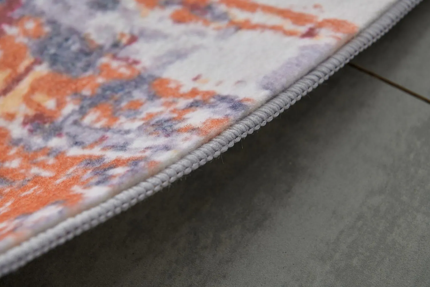 Zara Abstract Design Machine Washable Gray, Brown and Orange Area Rug
