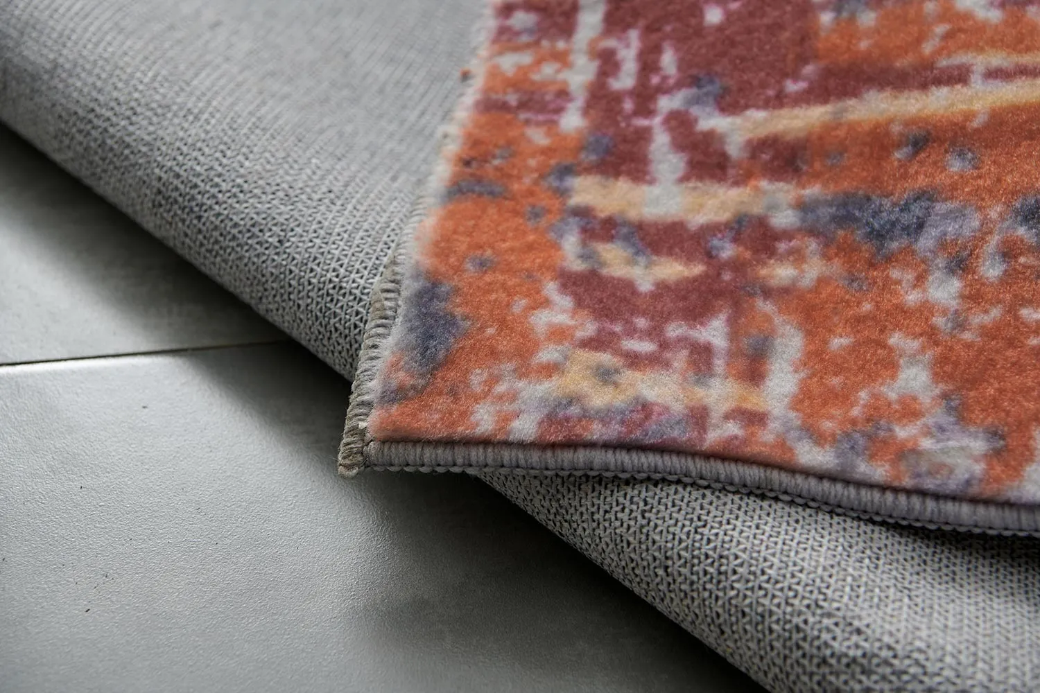 Zara Abstract Design Machine Washable Gray, Brown and Orange Area Rug