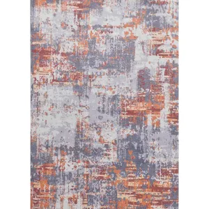 Zara Abstract Design Machine Washable Gray, Brown and Orange Area Rug
